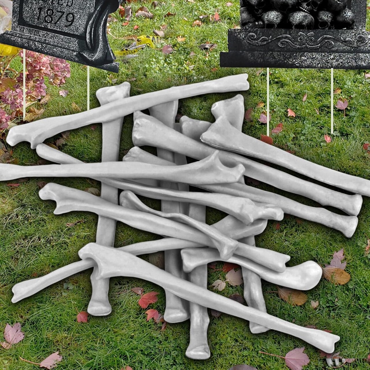 15 Pieces Skeleton Bones for Halloween Decoration - Plastic Bones Scary Props Decoration for Life Size Skull Bones Decor for Halloween Graveyard Scene Haunted Houses Outdoor Indoor